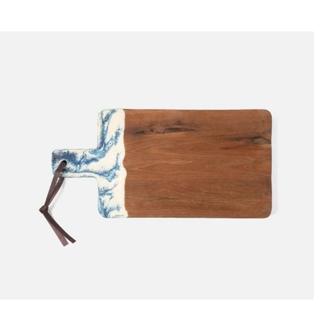 Blue Swirled Resin/Natural Teak Serving Board