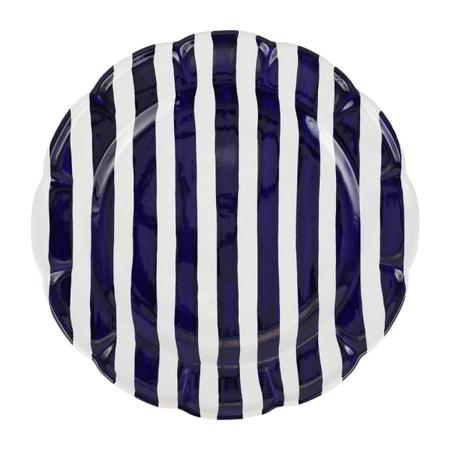 Vietri AMALFITANA COBALT STRIPE ROUND PLATTER