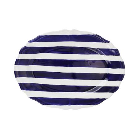 Vietri AMALFITANA COBALT STRIPE OVAL PLATTER