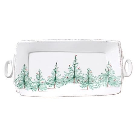 Vietri Lastra Holiday Rectangular Handled Platter