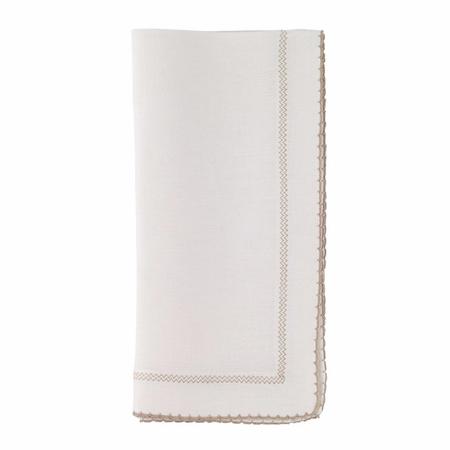 Picot Napkin - White and Beige