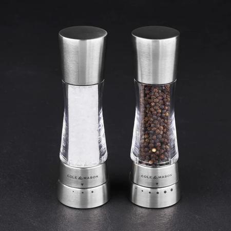 COLE AND MASON DERWENT SALT AND PEPPER MILL GIFT SET - STAINLESS STEEL