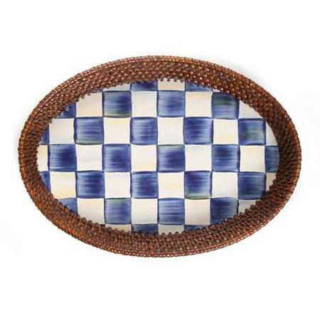 MacKenzie-Childs Royal Check Rattan & Enamel Tray - Small