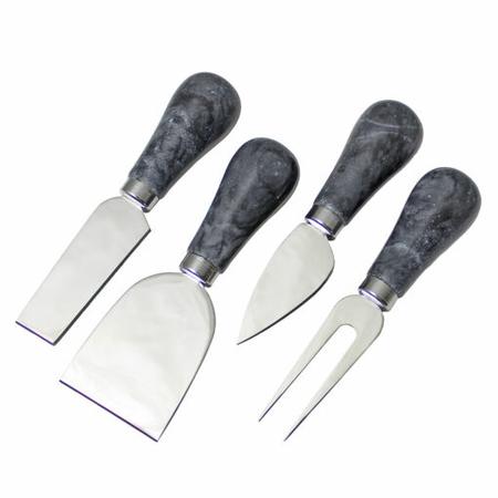 Black Marble Polished Handles Fromâ™ Cheese Knives & Tools, Set of 4