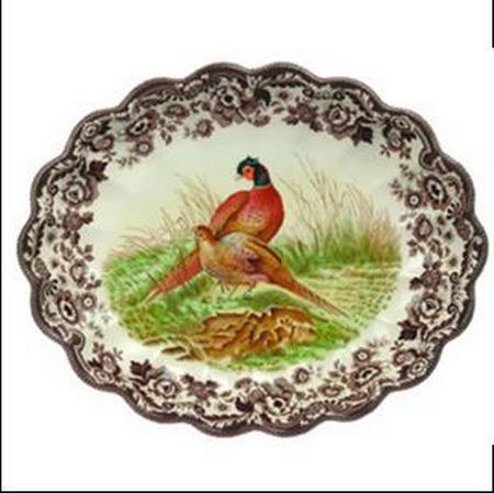 Spode Pheasant Oval Flutted Dish