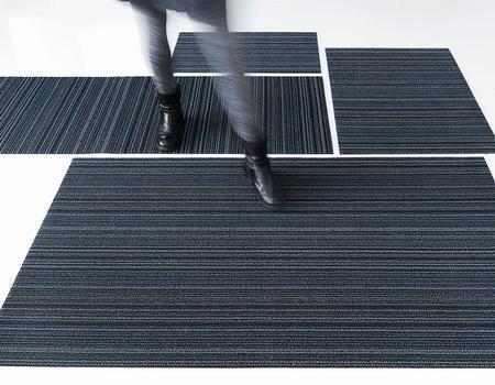 Chilewich Skinny Stripe Shag Floor Mat Blue 24