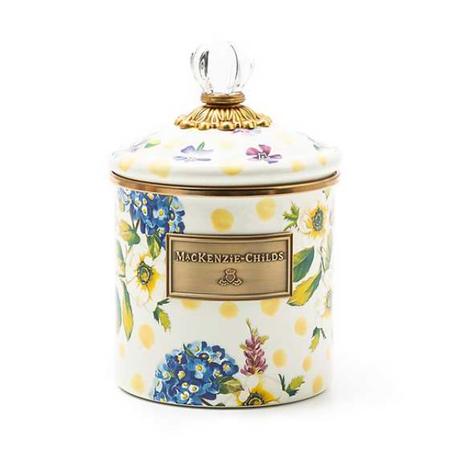 Mackenzie Childs Wildflowers Enamel Small Canister - Yellow