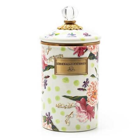 Mackenzie Childs Wildflowers Enamel Large Canister - Green