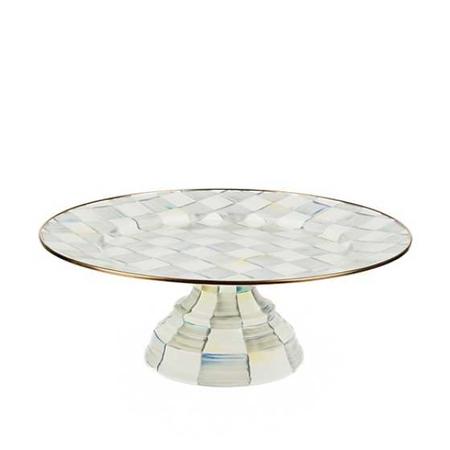 Mackenzie Childs Sterling Check Enamel Pedestal Platter - Large