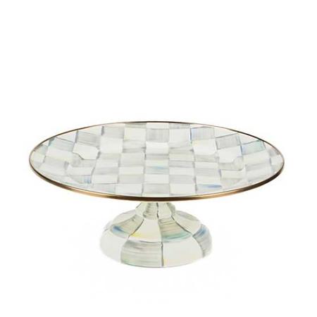 Mackenzie Childs Sterling Check Enamel Pedestal Platter - Small