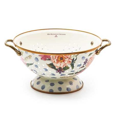 Mackenzie Childs Wildflowers Enamel Large Colander - Blue