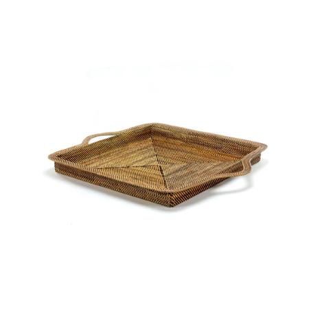 Large Square Rattan Tray with Handles