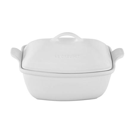 LE CREUSET 4.5 QUART HERITAGE DEEP COVERED RECTANGULAR BAKER WHITE