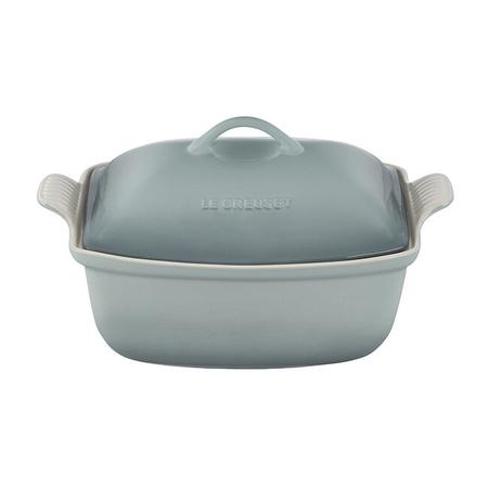 LE CREUSET 4.5 QUART HERITAGE DEEP COVERED RECTANGULAR BAKER SEA SALT