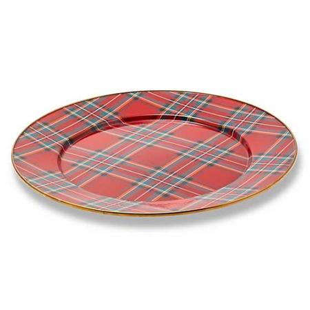 Mackenzie Childs Tartastic Enamel Serving Platter - Red