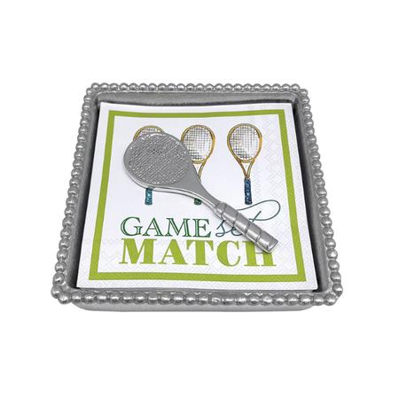 Mariposa Tennis Racquet Beaded Napkin Box Set