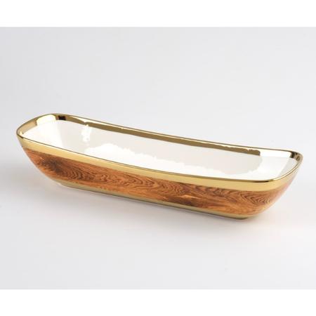 Deep Porcelain Wood Rectangular Server