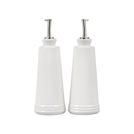 LE CREUSET SIGNATURE OIL AND VINEGAR SET WHITE