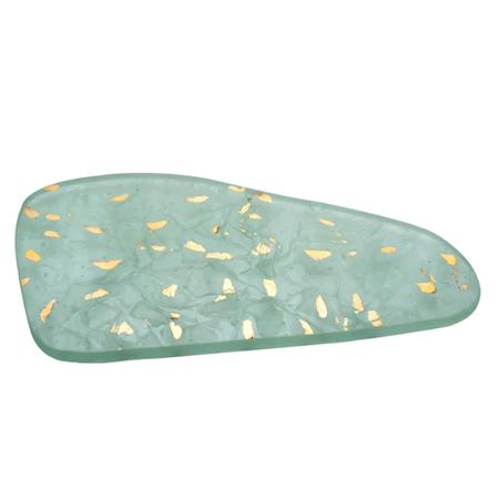 Annieglass Green with Gold Elements River Appetizer Tray