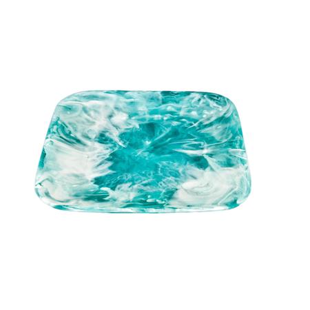 Resin Classical Square Plate Large - Aqua Swirl