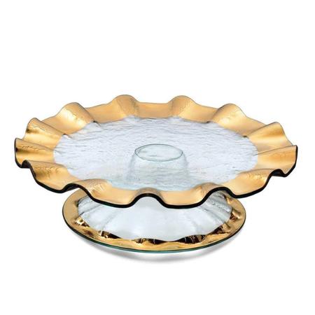 Annieglass Ruffle Pedestal Cake Plate, Gold