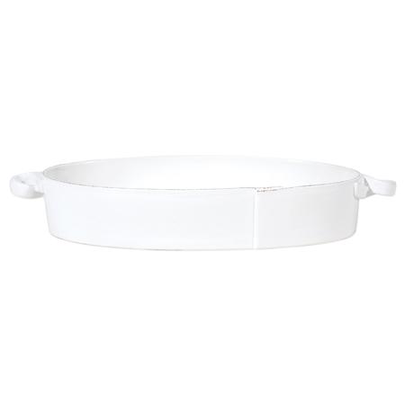 Vietri Lastra White Handled Oval Baker