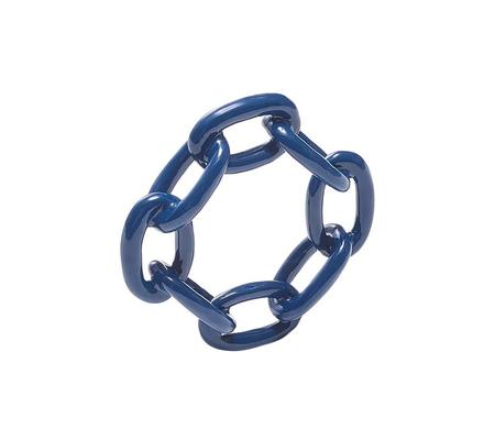 Enamel Chain Link Napkin Ring in Navy