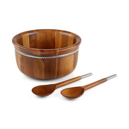 Nambe Braid Round Salad Bowl w/ Servers