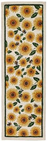 Sunflower Bees - Hooked Wool Rug